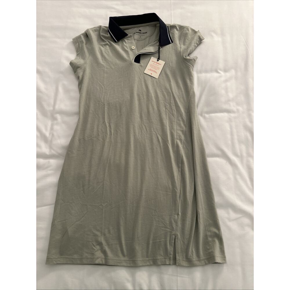 The Normal Brand Womens Polo Shirt Mini Dress Size S Green Blue Short Sleeve NEW